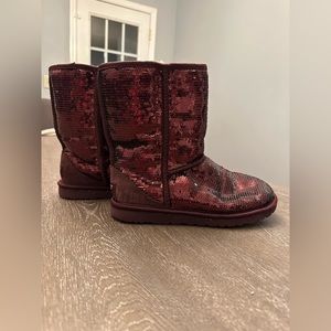 UGG Sequin Ankle Boots in Burgundy